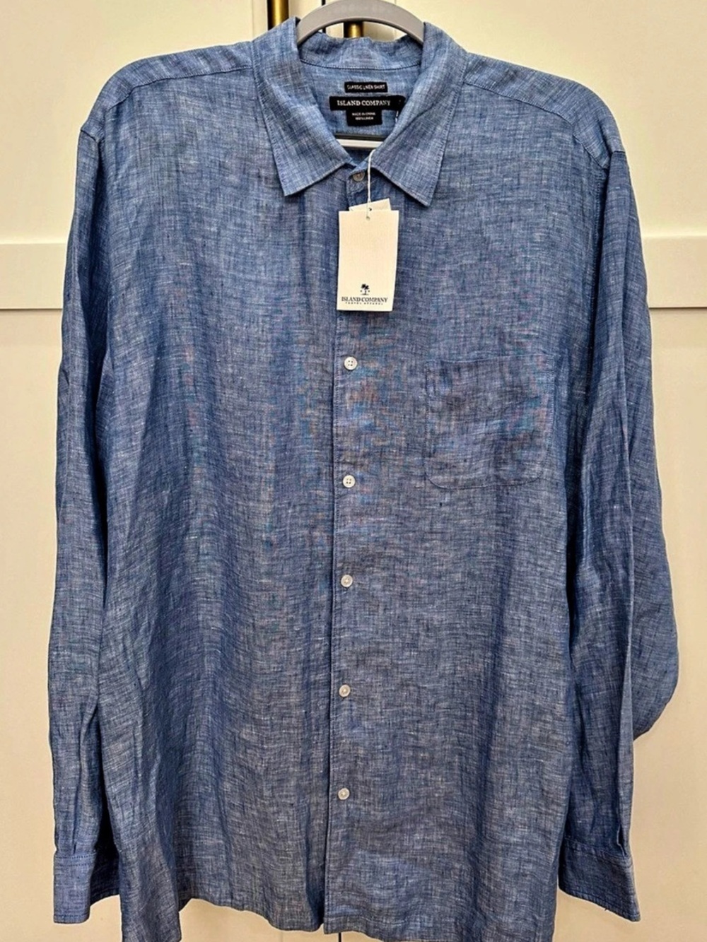 Island Company Linen Blue Long Sleeve Button Down NWT $143